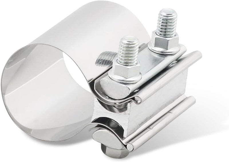 PACLVIO Exhaust Clamp, Exhaust Pipe Clamp, 2.0'' Butt Joint Stainless Steel Clamp Band, Universal Car Accessories Widening Clamp Butt Joint Exhaust Clamp Replacement for Exhaust Pipe (2 inch) - Image 1